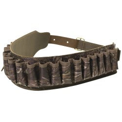 Cartouchière en cuir et tissu camo feuillage 20 cartouches cal. 12