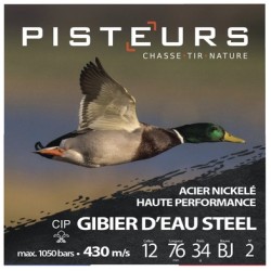Cart. acier nickelé pisteurs gibier d'eau steel cal. 12 / 76 mm n° 4 34g jma32 bte 25