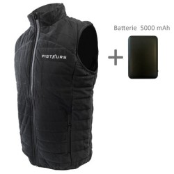 Gilet chauffant pisteurs noir t. xl + batterie 5 000 mah