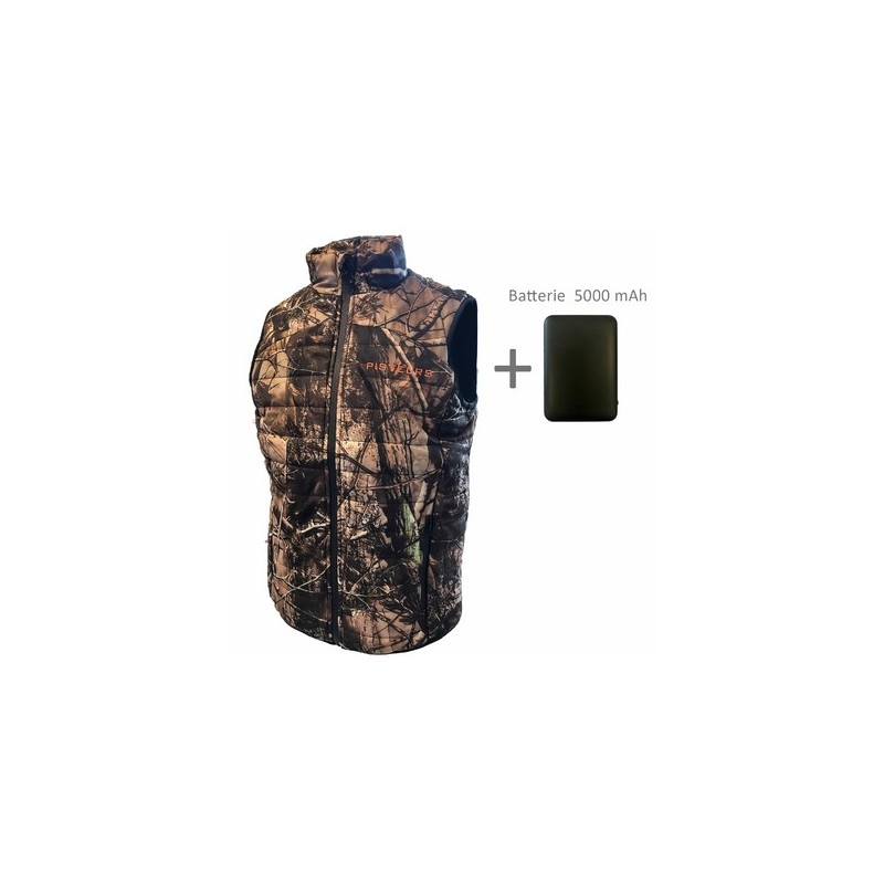 Gilet chauffant pisteurs camo t. m + batterie 5 000 mah