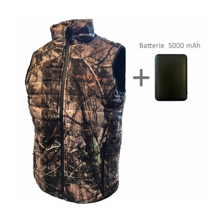 Gilet chauffant pisteurs camo t. l + batterie 5 000 mah