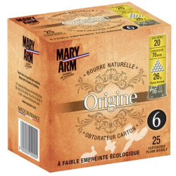 Cart. plomb nickelé mary arm origine cal. 20 / 70 mm n° 7 26g bourre naturelle bte 25