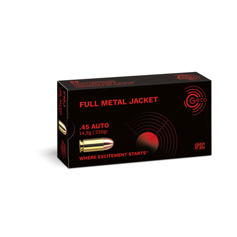Cart. geco cal. .45 acp vollmantel fmj 230 gr bte