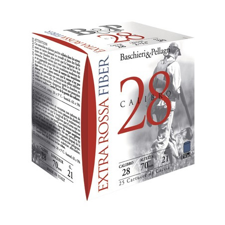 Boite de 25 cartouches betp extra rossa 28 fiber cal.28/70mm n°6 21g bourre grasse