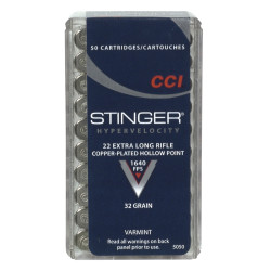 Cartouche CCI Stinger Cal.22LR CPHP Pointe Creuse