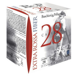 100 Boite de 25 cartouches betp extra rossa 28 fiber cal.28/70mm n°6 21g bourre grasse