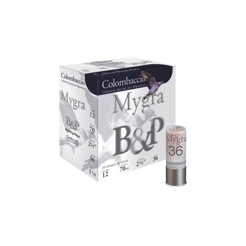 100 Cart. betp mygra colombaccio 12 cal. 12 / 70 mm n°