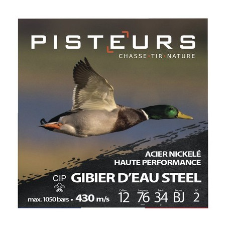 250 Cart. acier nickelé pisteurs gibier d'eau steel cal. 12 / 76 mm n° 4 34g jma32 bte 25