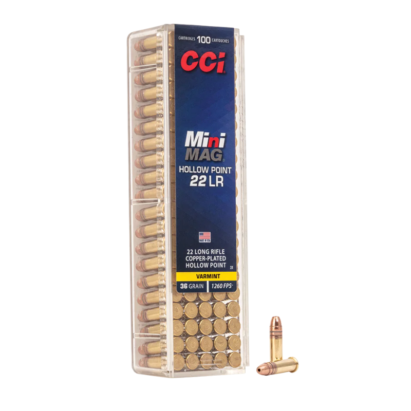 500 Munitions cci mini mag cal.22lr 36g holow point cuivre